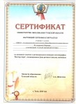 Сертификат Кусмаровой В в номинации “самый красивый почерк”